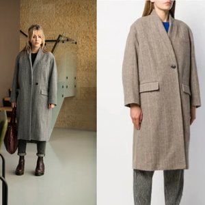 Isabel marant etoile henlo taupe coat 34